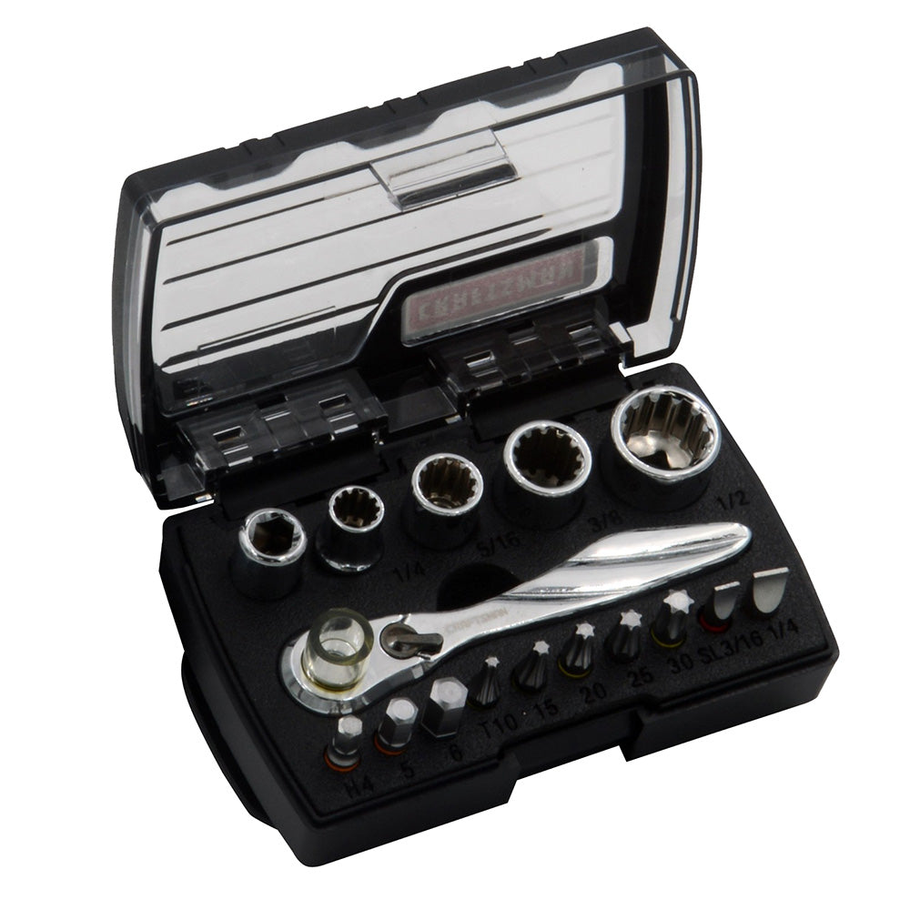 CRAFTSMAN 16-Piece Mini Ratchet  Socket Set - 1/4" Drive Ratchet [99880]