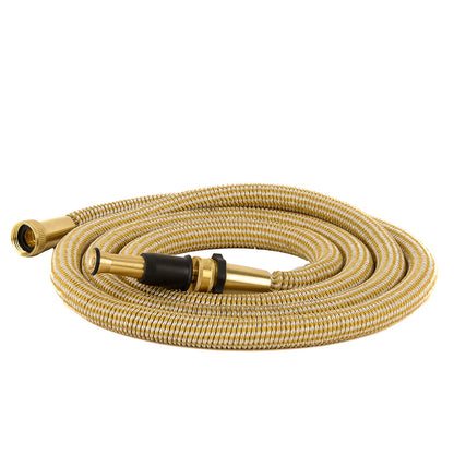 HoseCoil 25 Expandable PRO w/Brass Twist Nozzle  Nylon Mesh Bag - Gold/White [HEP25K]