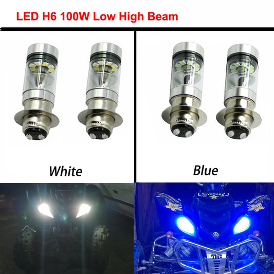 100W H6 LED Headlights Bulbs Super White Low High Beam for Yamaha GRIZZLY 660 400 450 350 125 YFZ350 YFZ450 RAPTOR 350 700 RHINO