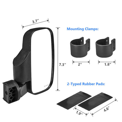 UTV Rearview Mirror Shockproof Side Mirror Accessories W/ 1.75" 2" Roll Cages for Can Am for Polaris RZR 800 900 1000 for Yamaha