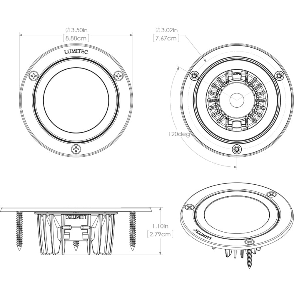 Lumitec Shadow - Flush Mount Down Light - Polished SS Finish - White Non-Dimming [114113]