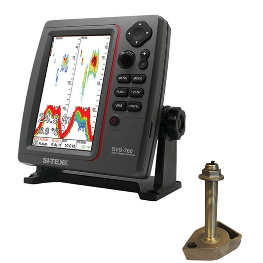 SI-TEX SVS-760 Dual Frequency Sounder 600W Kit w/Bronze Thru-Hull Temp Transducer - 1700/50/200T-CX [SVS-760TH]