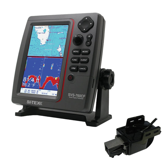 SI-TEX SVS-760CF Dual Frequency Chartplotter Sounder w/C-Map 4D Chart  Transom Mount Triducer [SVS-760CFTM]