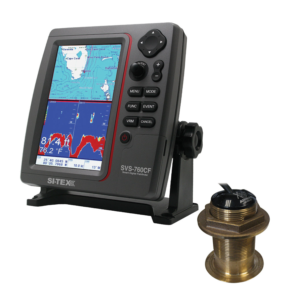 SI-TEX SVS-760CF Dual Frequency Chartplotter/Sounder w/ C-Map 4D Chart  Bronze 20 Degree Transducer [SVS-760CFB60-20]