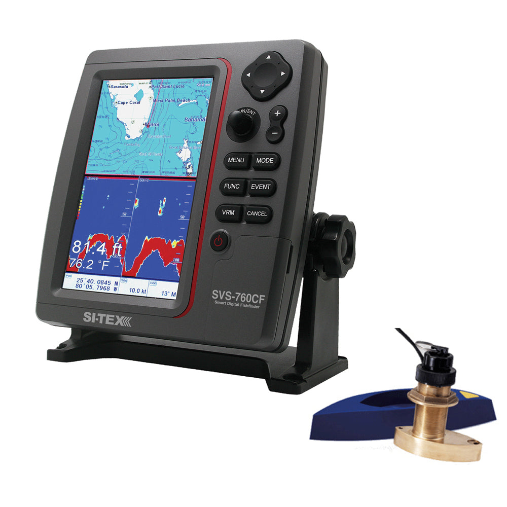 SI-TEX SVS-760CF Dual Frequency Chartplotter/Sounder w/ C-Map 4D Chart  Bronze Thru-Hull Triducer [SVS-760CFTH2]