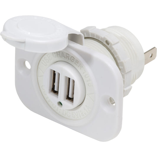 Blue Sea 12V DC Dual USB Charger Socket - White [1016200]