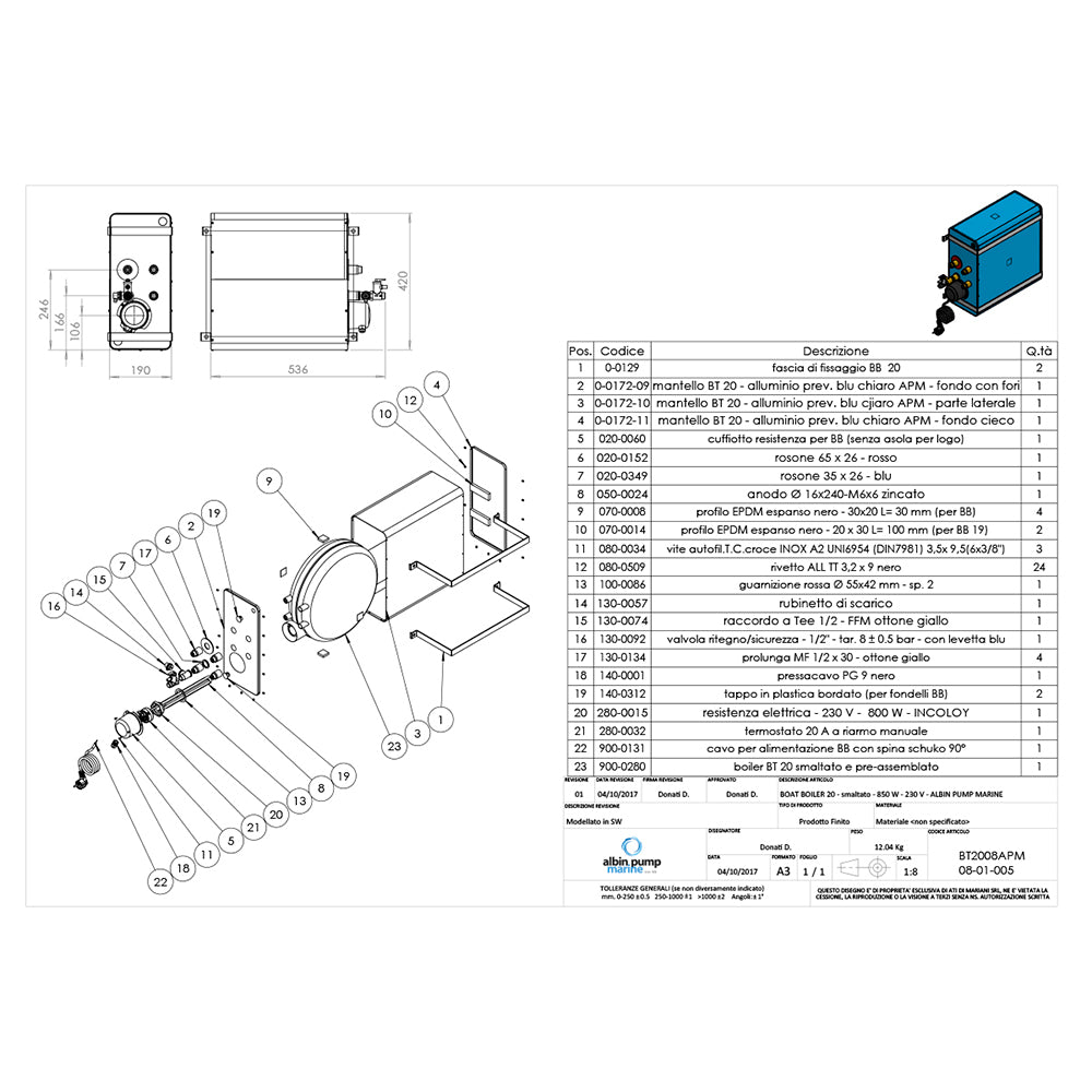 Albin Group Marine Premium Square Water Heater 5.6 Gallon - 120V [08-01-028]