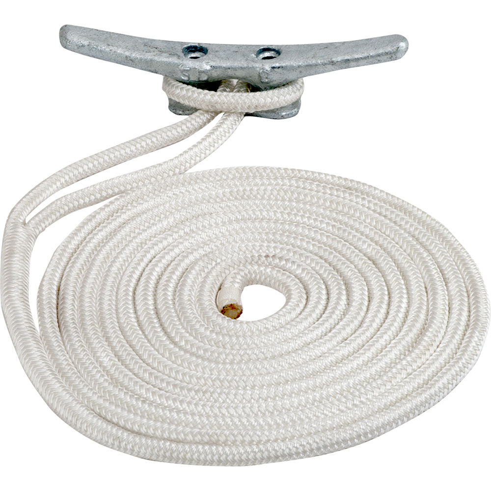 Sea-Dog Double Braided Nylon Dock Line - 3/8" x 25 - White [302110025WH-1]