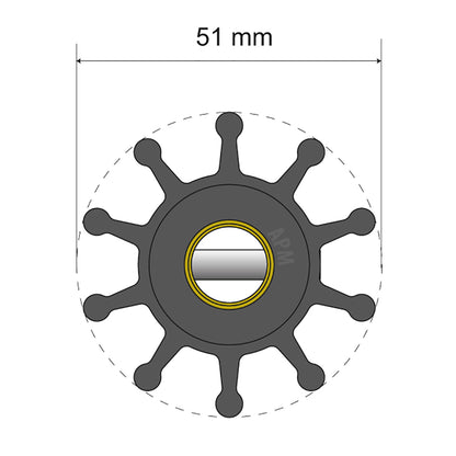 Albin Group Premium Impeller Kit - 51 x 12.7 x 22mm - 10 Blade - Pin Insert [06-01-011]