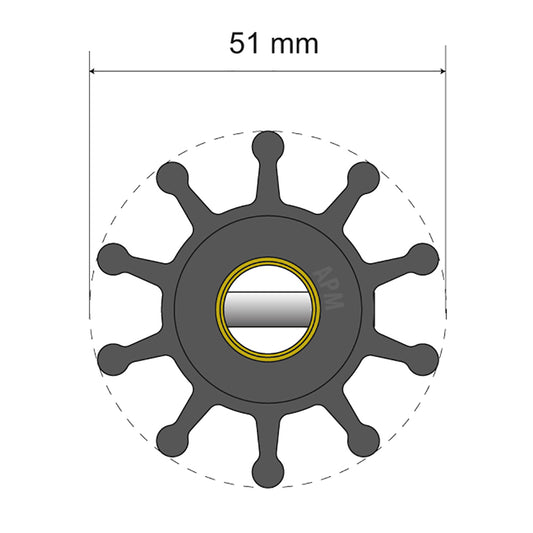 Albin Group Premium Impeller Kit - 51 x 12.7 x 22mm - 10 Blade - Pin Insert [06-01-011]