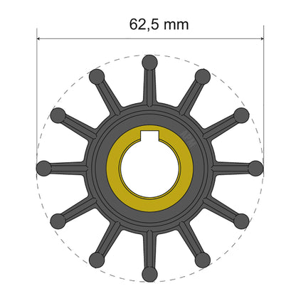 Albin Group Premium Impeller Kit 62.5 x 16 x 32mm - 12 Blade - Key Insert [06-01-016]