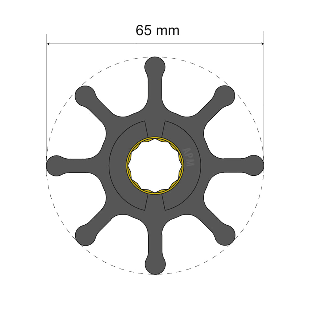 Albin Group Premium Impeller Kit 65 x 16 x 37mm - 8 Blade - Spline Insert [06-01-017]