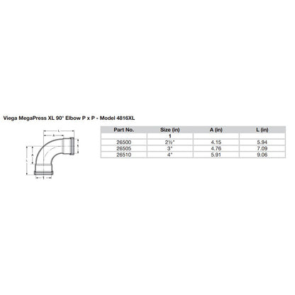 Viega MegaPress 2-1/2" 90 Carbon Steel Elbow w/FKM - Double Press Connection - Smart Connect Technology [26500]