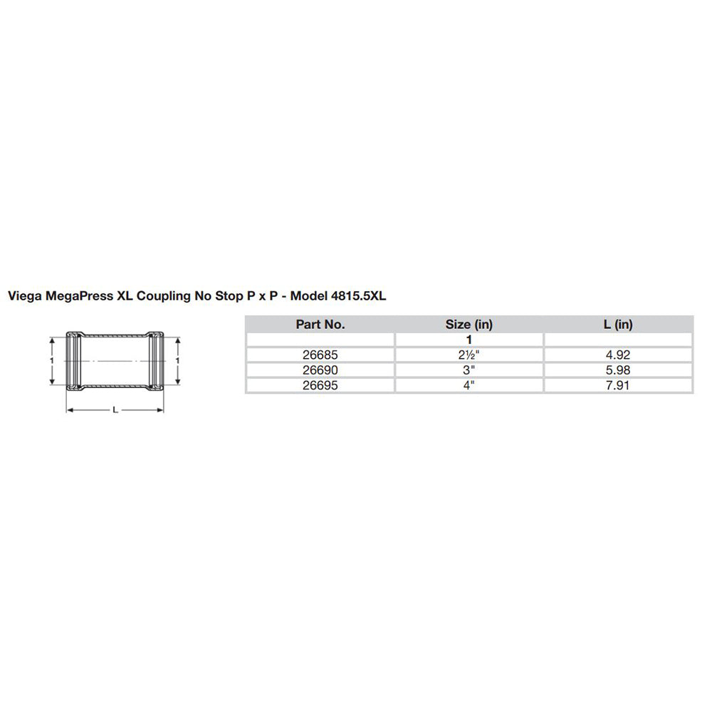 Viega MegaPress 4" Carbon Steel Coupling w/o Stop w/FMK - Double Press Connection - Smart Connect Technology [26695]