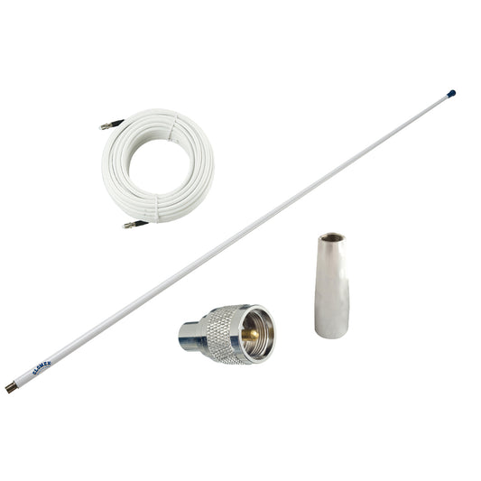 Glomex 4 Glomeasy VHF Antenna 3dB w/FME Termination, 6M Coaxial Cable, RA300 Adapter  PL259 Connector [RA300PBKIT]