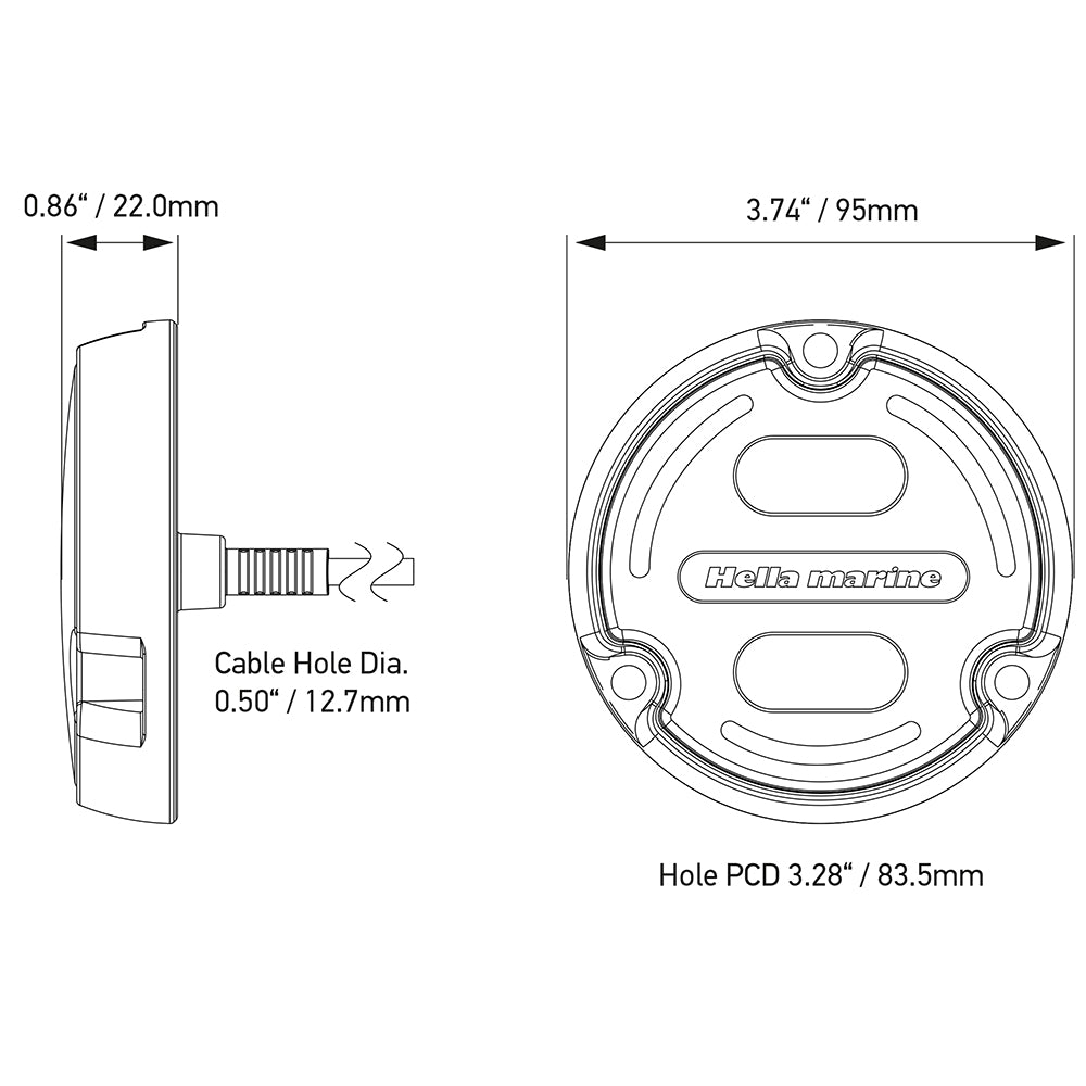 Hella Marine Apelo A2 Blue White Underwater Light - 3000 Lumens - Bronze Housing - White Lens w/Edge Light [016147-101]