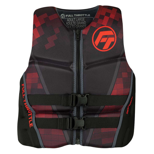 Full Throttle Mens Rapid-Dry Flex-Back Life Jacket - L - Black/Red [142500-100-040-22]