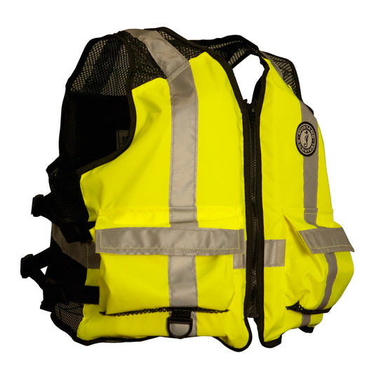 Mustang High Visibility Industrial Mesh Vest - Fluorescent Yellow/Green/Black - Small/Medium [MV1254T3-239-S/M-216]