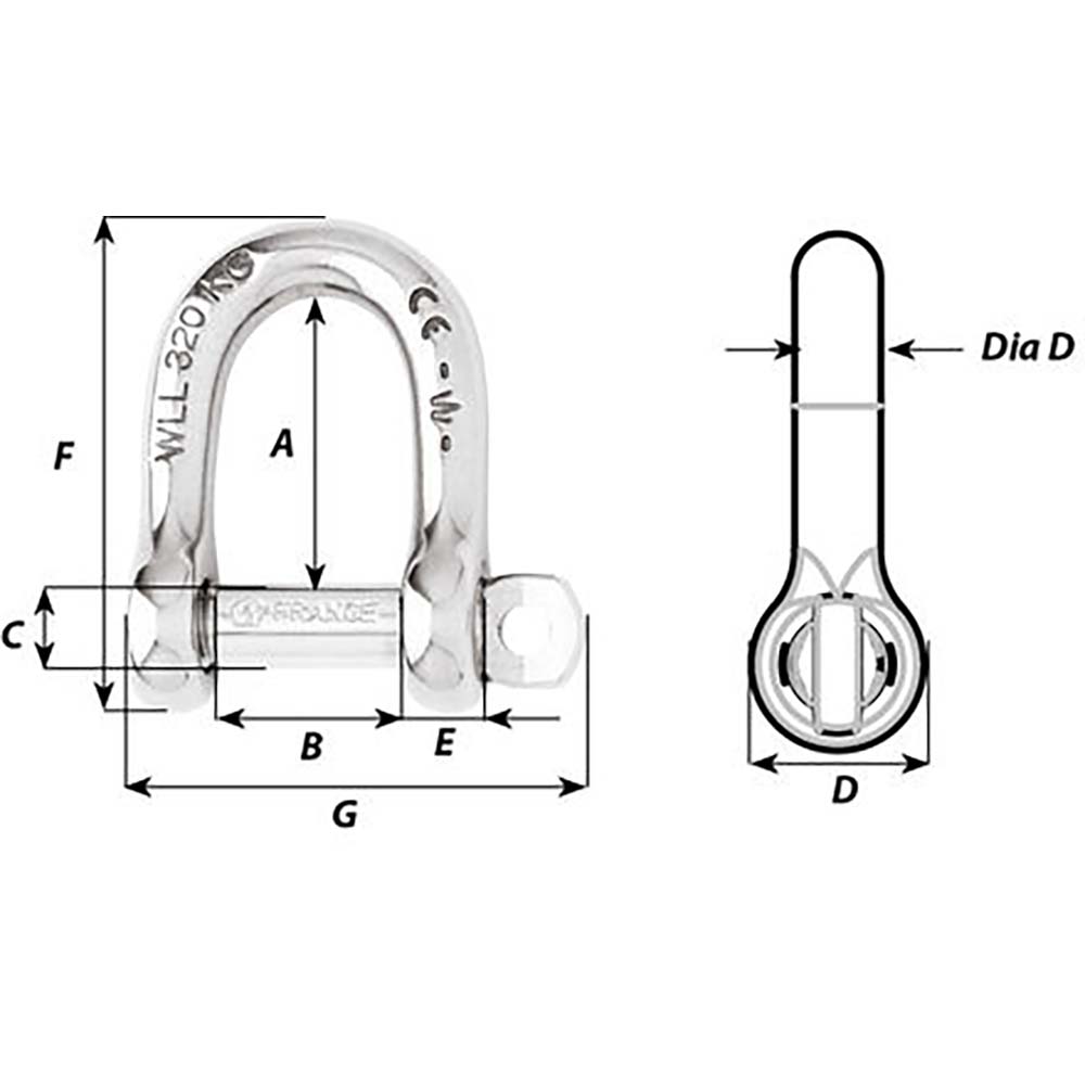 Wichard Self-Locking D Shackle - Diameter 4mm - 5/32" [01201]