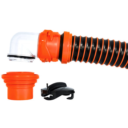 Camco RhinoEXTREME 15 Sewer Hose Kit w/ Swivel Fitting 4 In 1 Elbow Caps [39859]