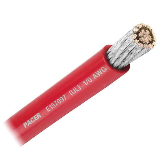 Pacer Red 1/0 AWG Battery Cable - Sold By The Foot [WUL1/0RD-FT]