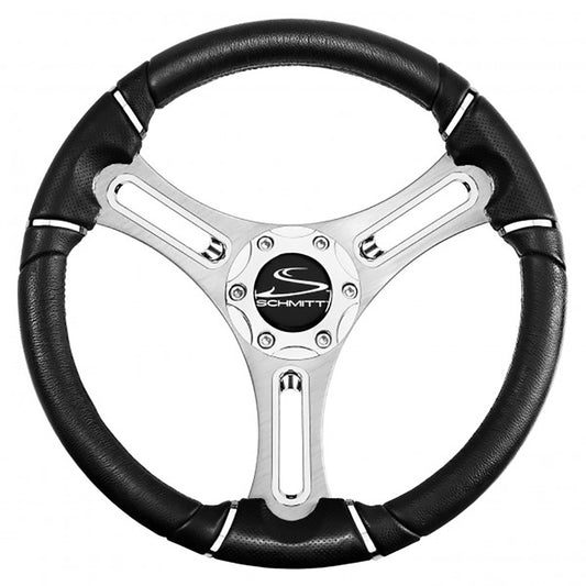 Schmitt Marine Torcello 14" Wheel - 04 Series - Polyurethane Wheel w/Chrome Trim  Cap - Brushed Spokes - 3/4" Tapered Shaft [PU043144-12]