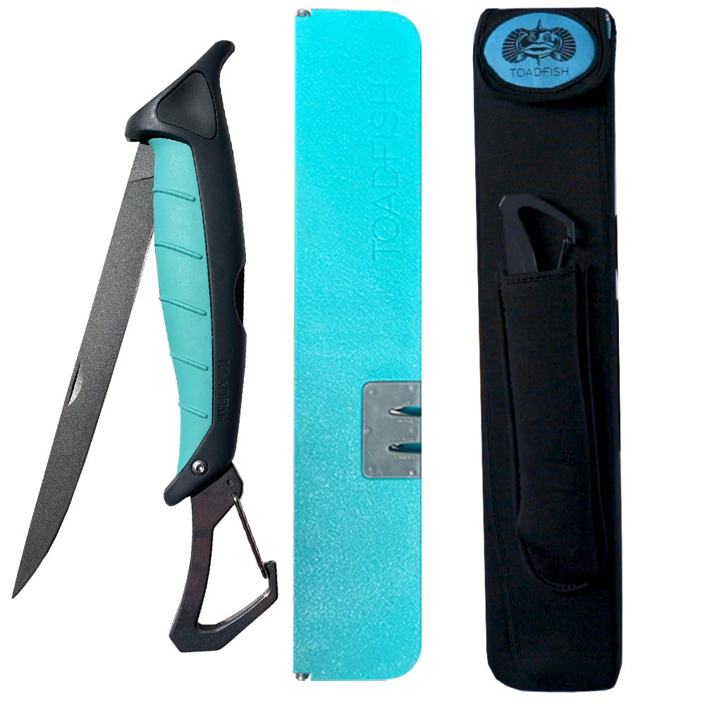 Toadfish Stowaway 7" Fillet Knife w/Folding Cutting Board  Neoprene Case [1069]